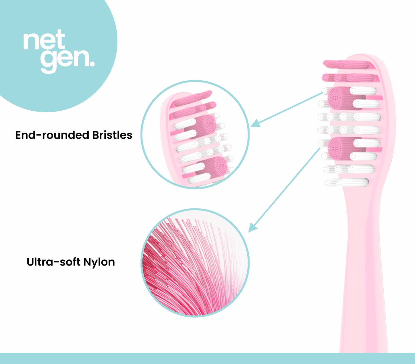 Replacement Sonic Toothbrush Heads - soft pink