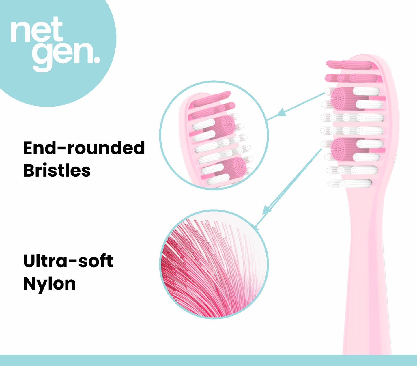 Replacement Sonic Toothbrush Heads - soft pink