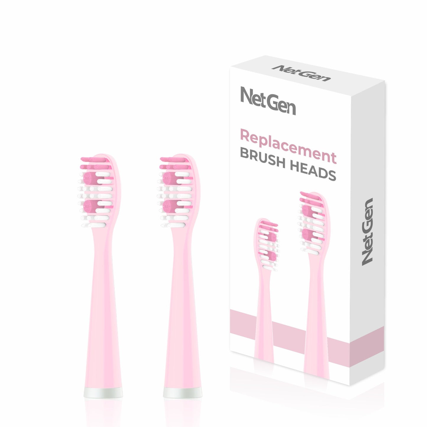 Replacement Sonic Toothbrush Heads - soft pink